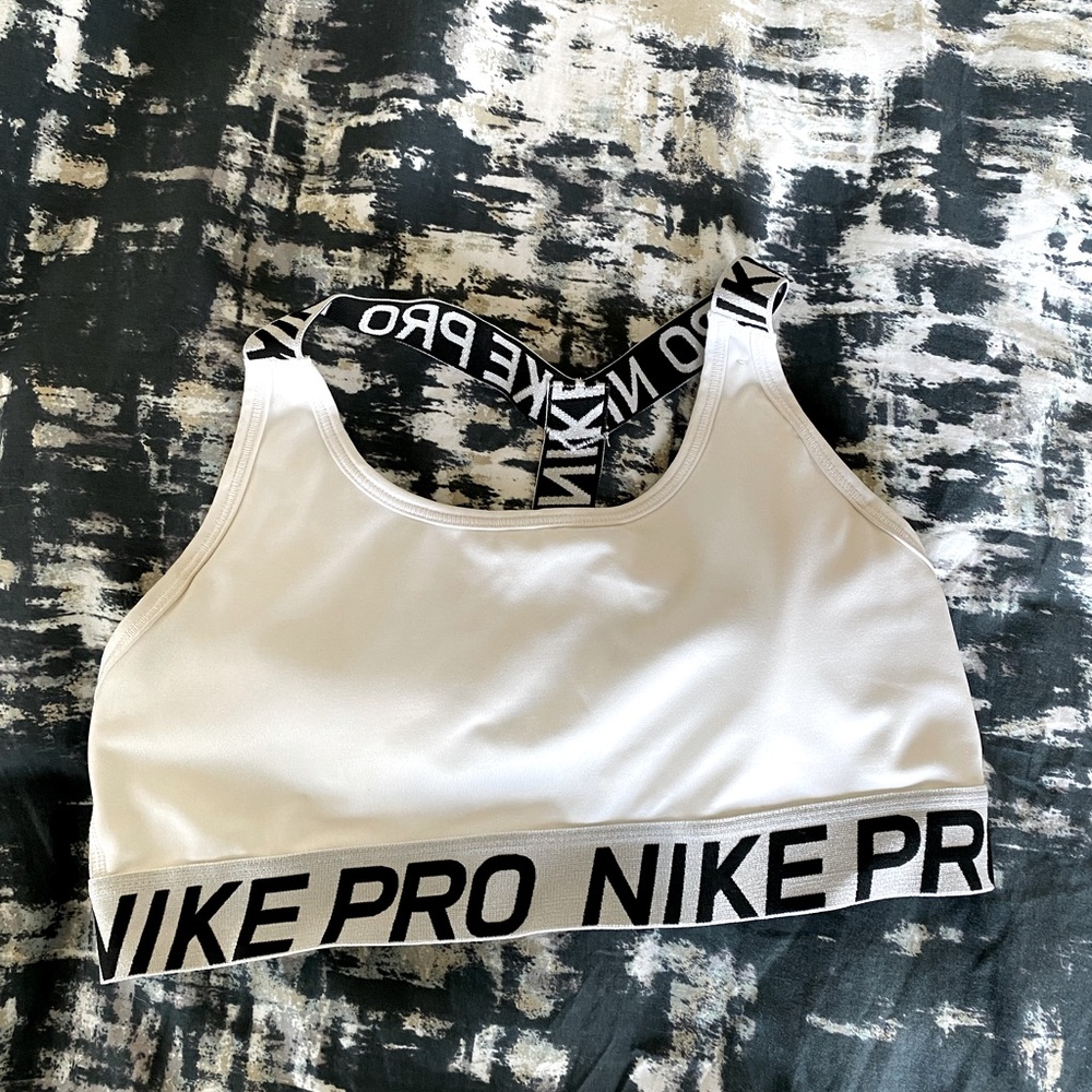 Nike white sports bra
